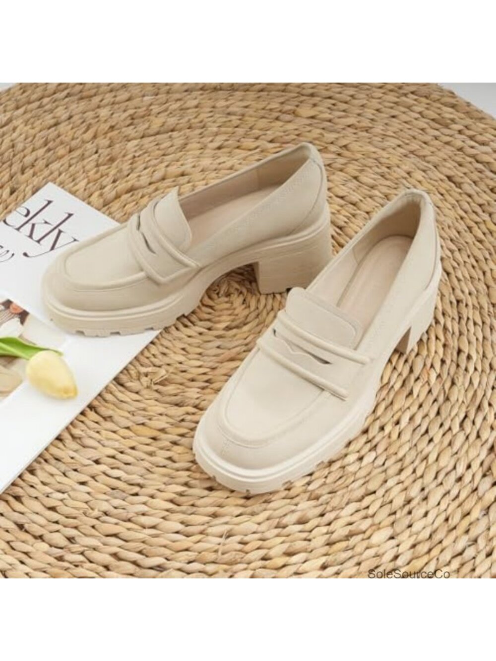 Chunky Block Heel Loafers for Women Slip On Platform Pumps Suede Dress Wedding - Picture 3 of 6